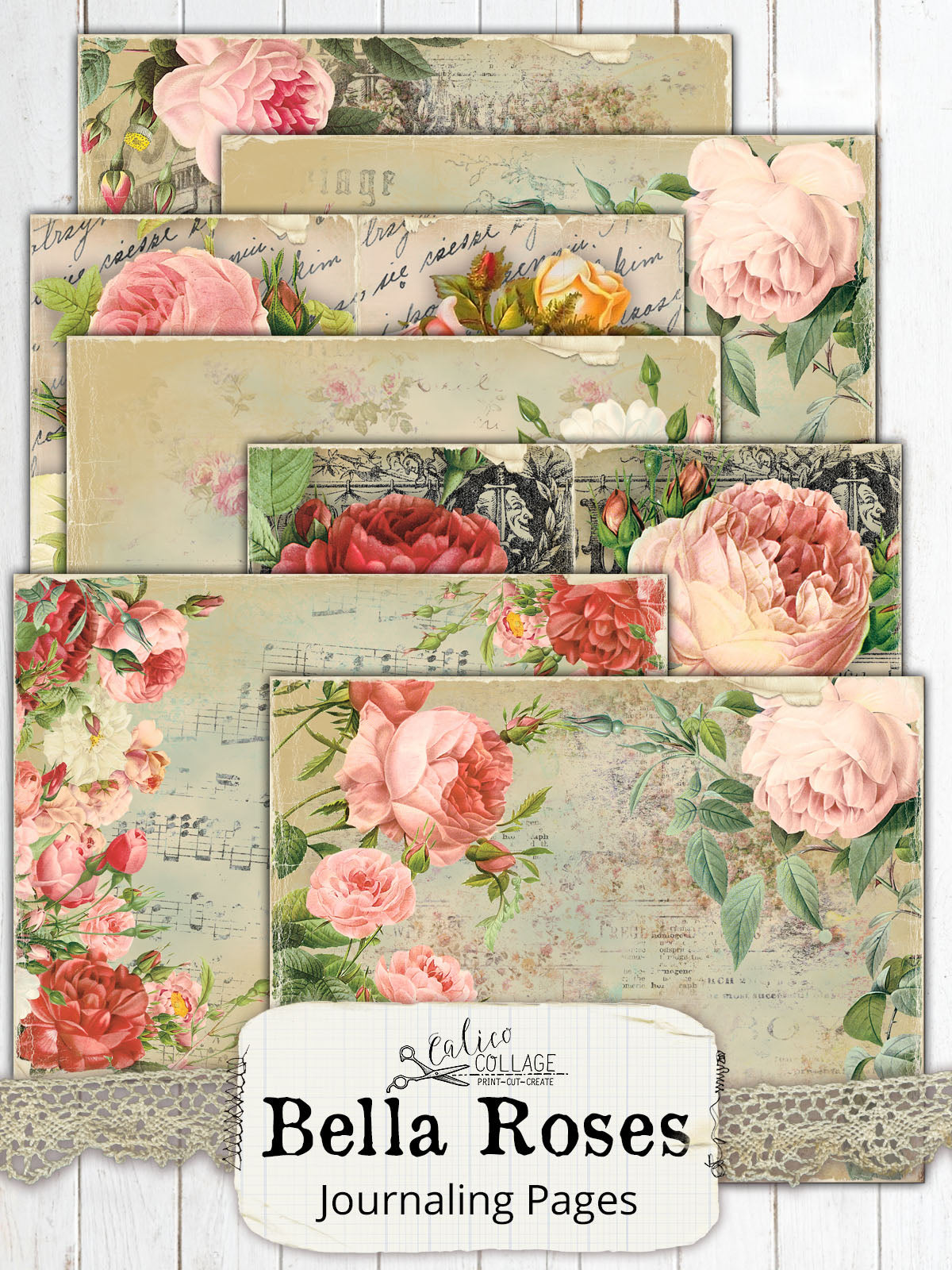 Bella Roses Junk Journal Papers