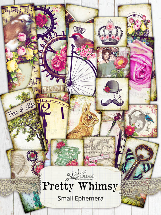 Pretty Whimsy Digital Collage Sheets, Small Ephemera Pack