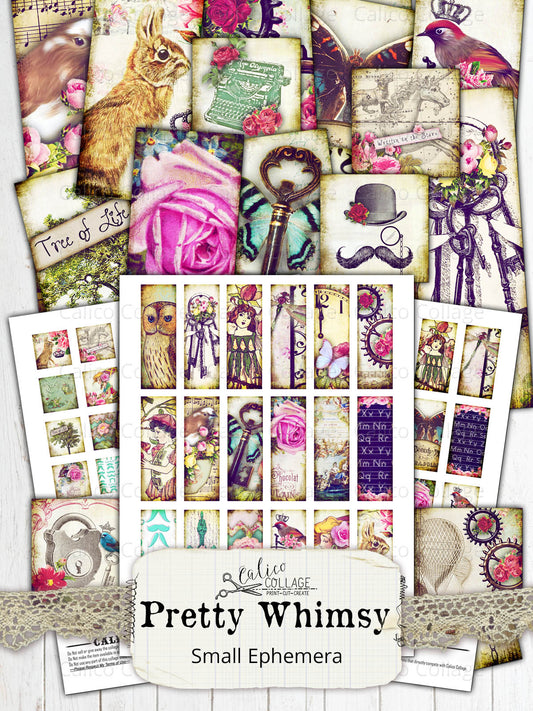 Pretty Whimsy Digital Collage Sheets, Small Ephemera Pack