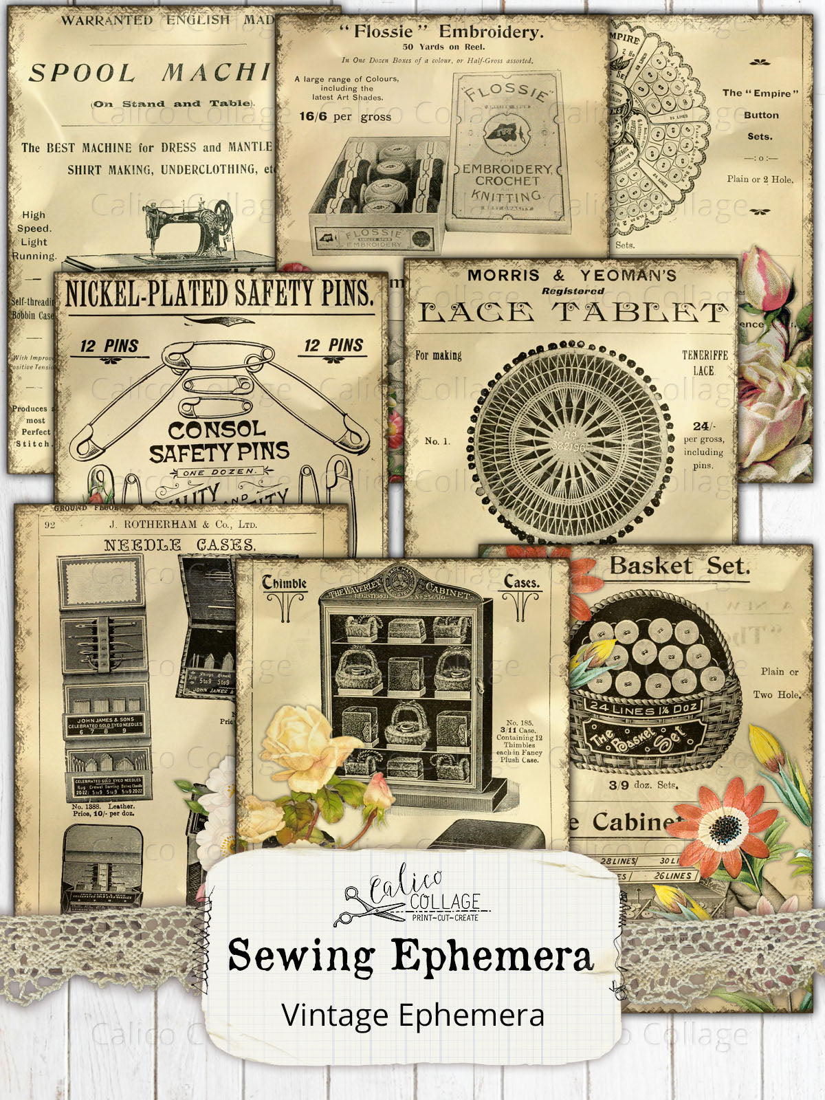Embroidery Papers, Sewing and Crafts for Junk Journals
