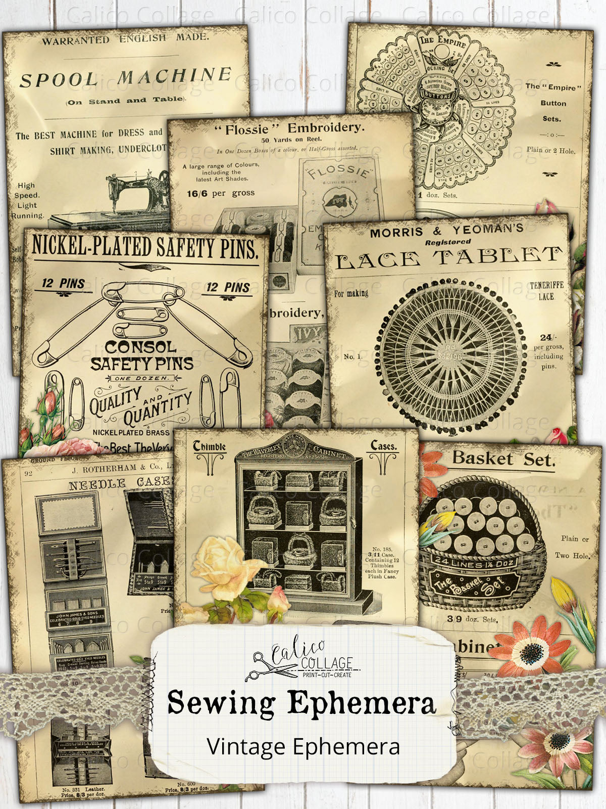 Sewing Ephemera Journaling Cards