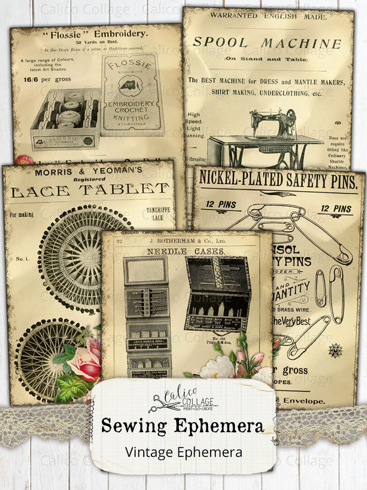 Sewing Ephemera Journaling Cards