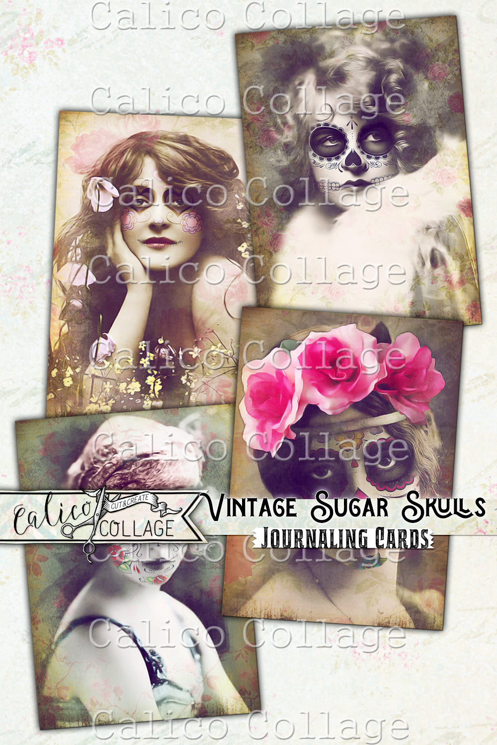 Vintage Sugar Skulls Ephemera Pack Journaling Cards