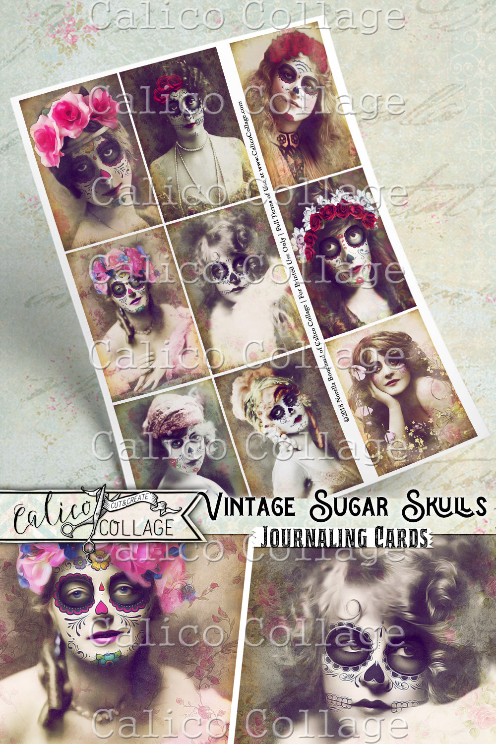 Vintage Sugar Skulls Ephemera Pack Journaling Cards