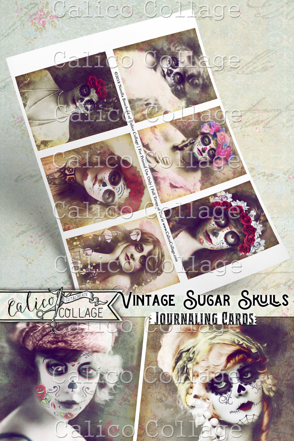 Vintage Sugar Skulls Ephemera Pack Journaling Cards