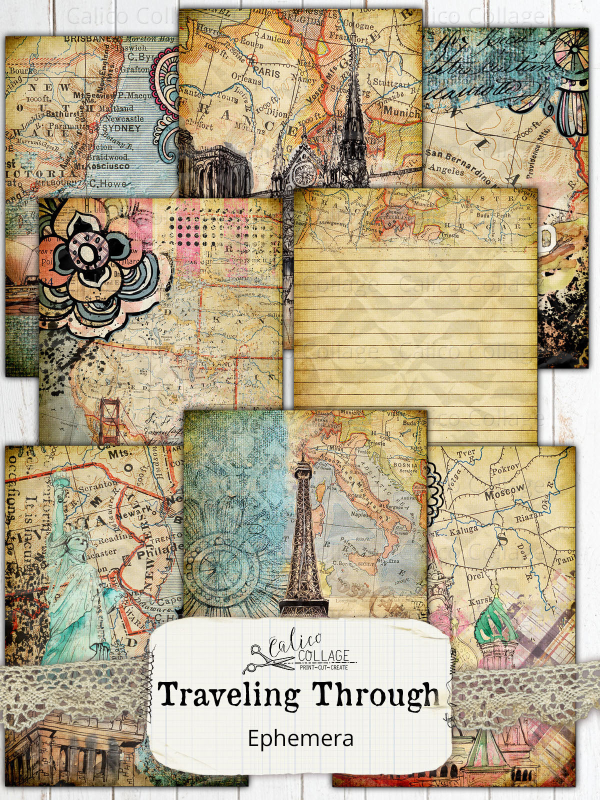 Traveling Through Junk Journal Cards