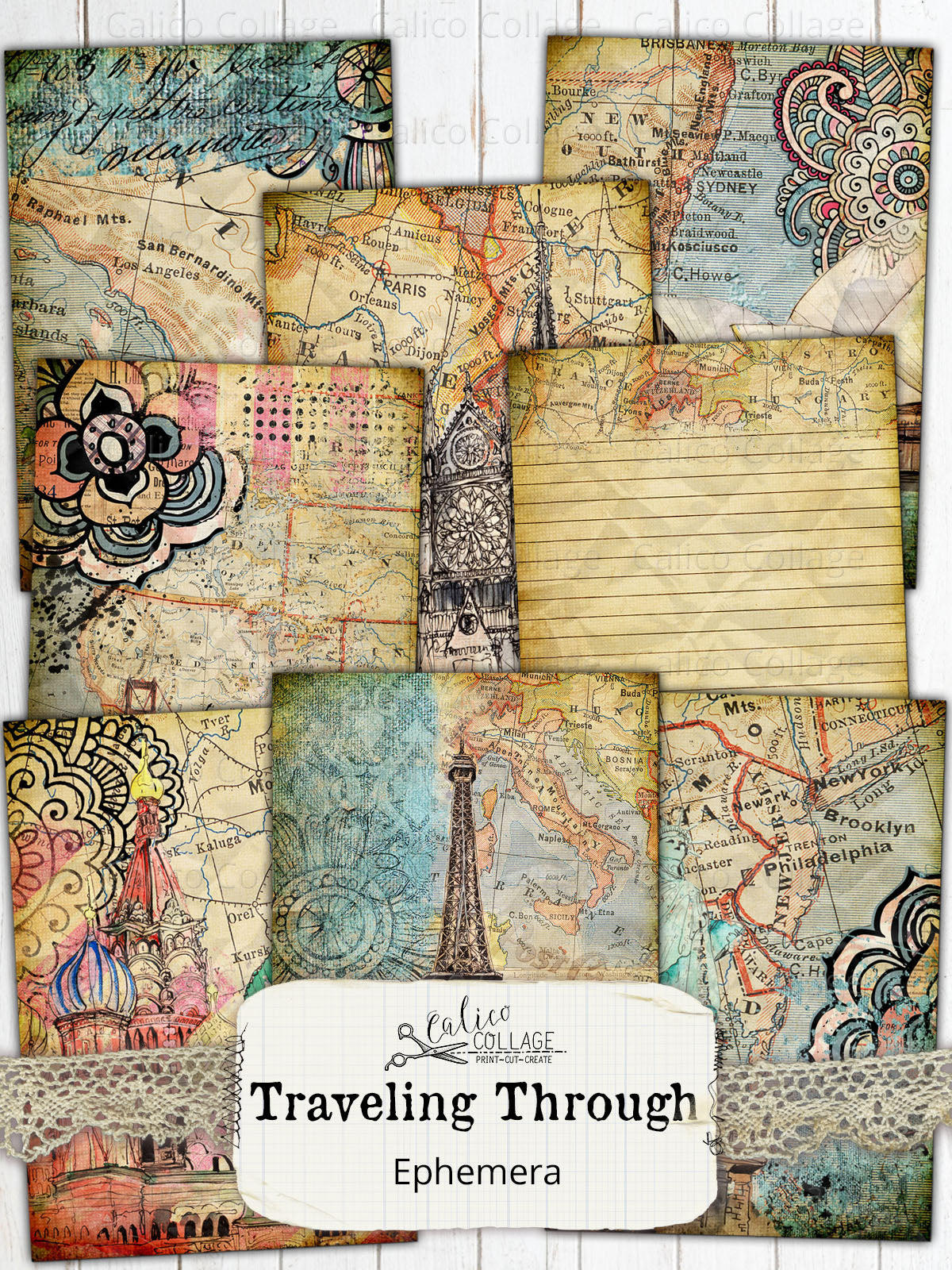 Traveling Through Junk Journal Cards