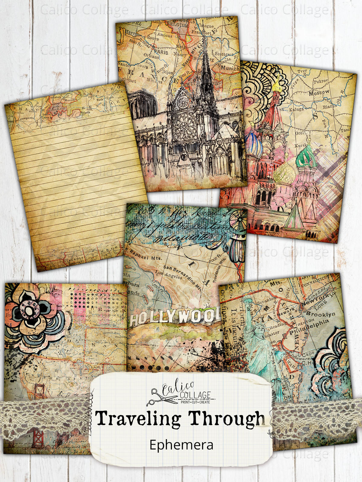 Traveling Through Junk Journal Cards