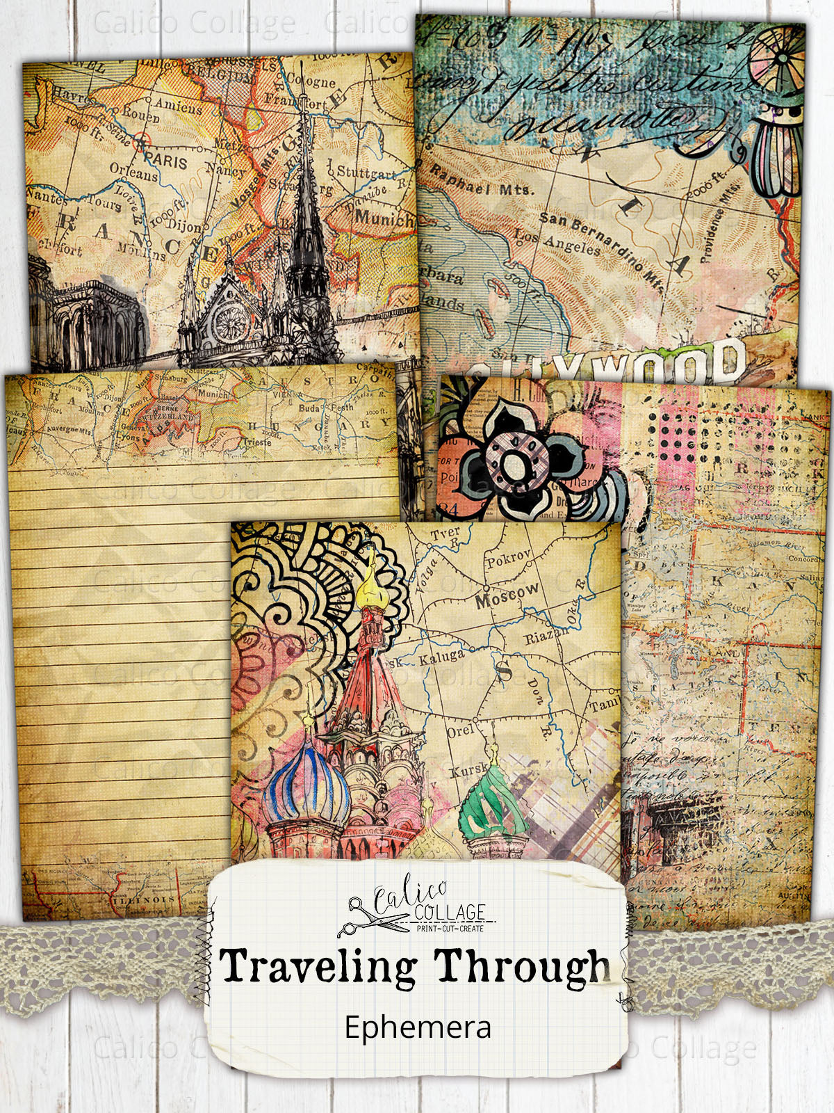 Traveling Through Junk Journal Cards