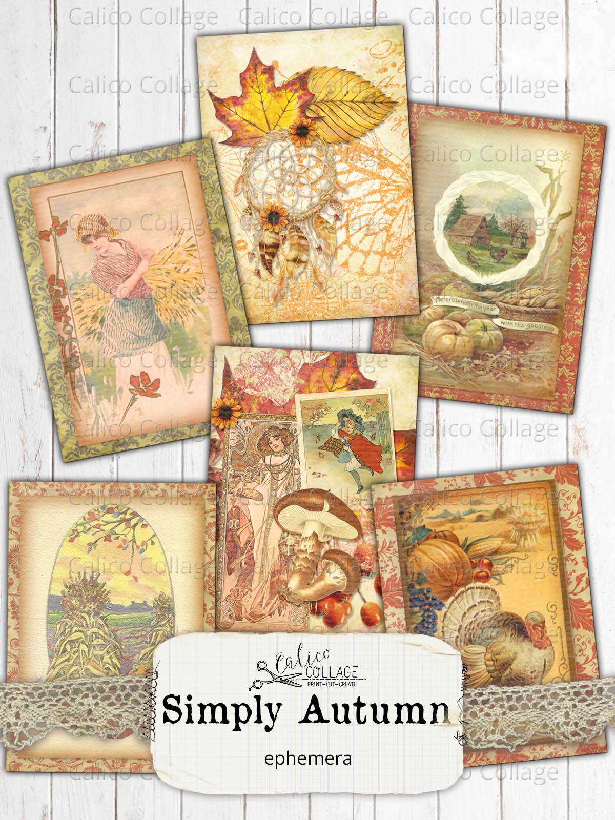 Autumn Ephemera, Junk Journal Supplies, Ephemera Pack, Vintage Fall, Journal  Cards, Tags, Fall Ephemera, Calicocollage, Simply Autumn 