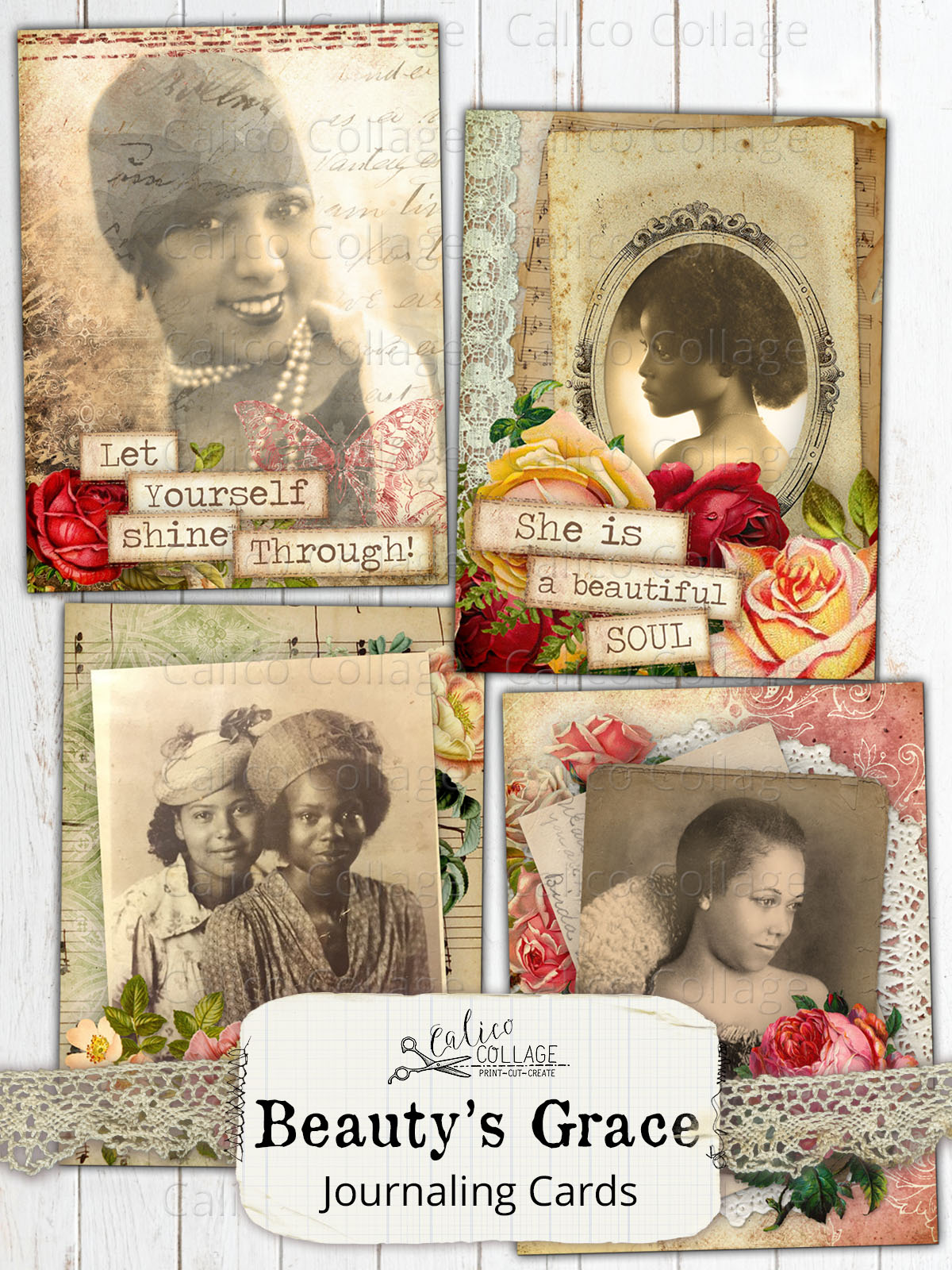 Beauty's Grace Junk Journal Ephemera Cards