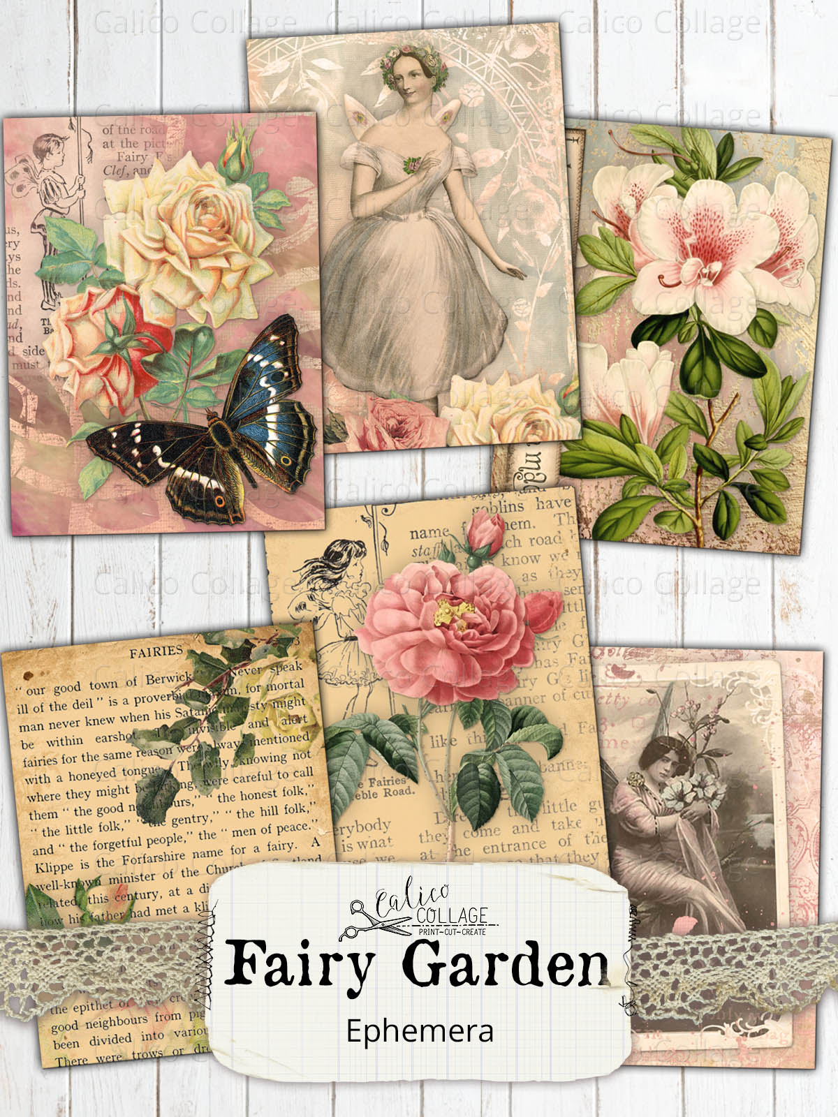prompthunt: Ephemera enchanted fairytale garden scrapbooking paper