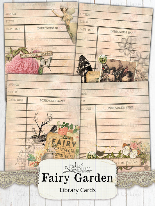 Fairy Garden Vintage Library Cards
