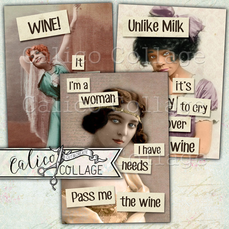 Wine Ladies Journal Cards, Funny Wine Quotes