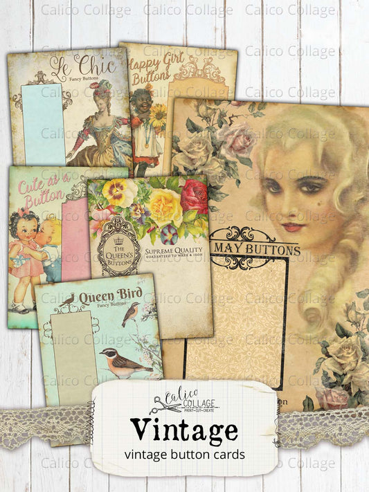 Printable Vintage Style Button Cards