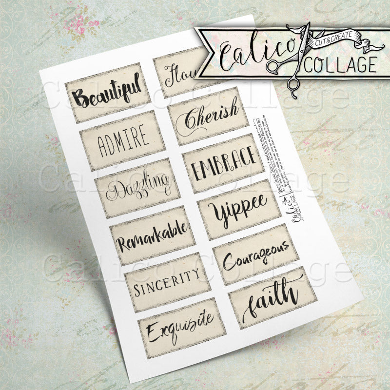 Printable Words, Positive Mixed Media Words