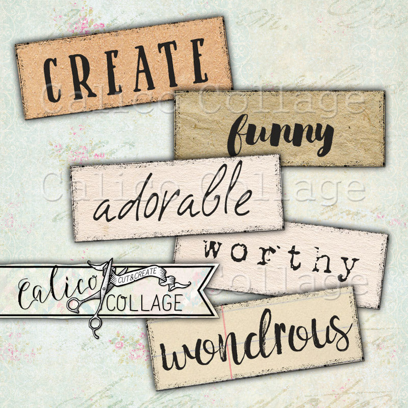 Random Small Print Words Small Words, Printable Mixed Media Words – CalicoCollage
