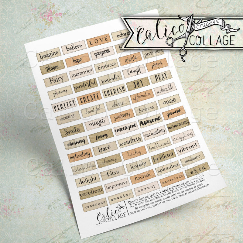 Small Words, Printable Mixed Media Words