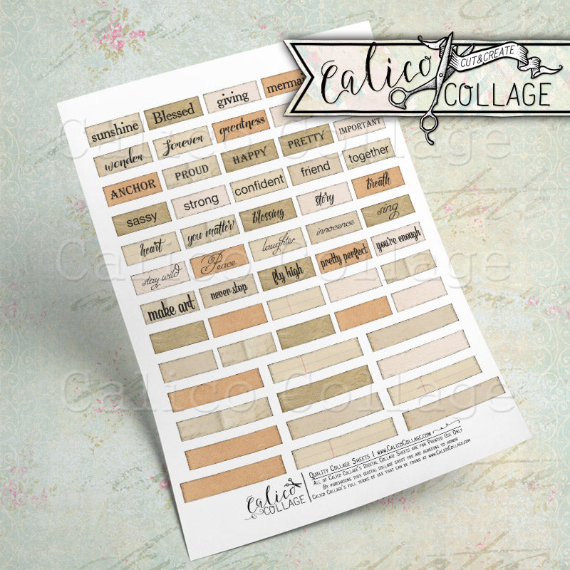 Small Words, Printable Mixed Media Words