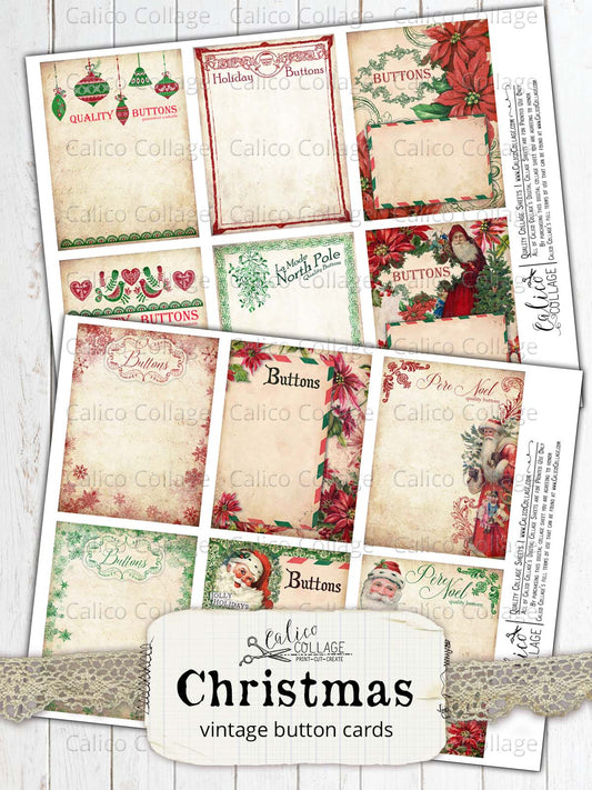 Vintage Christmas Button Cards