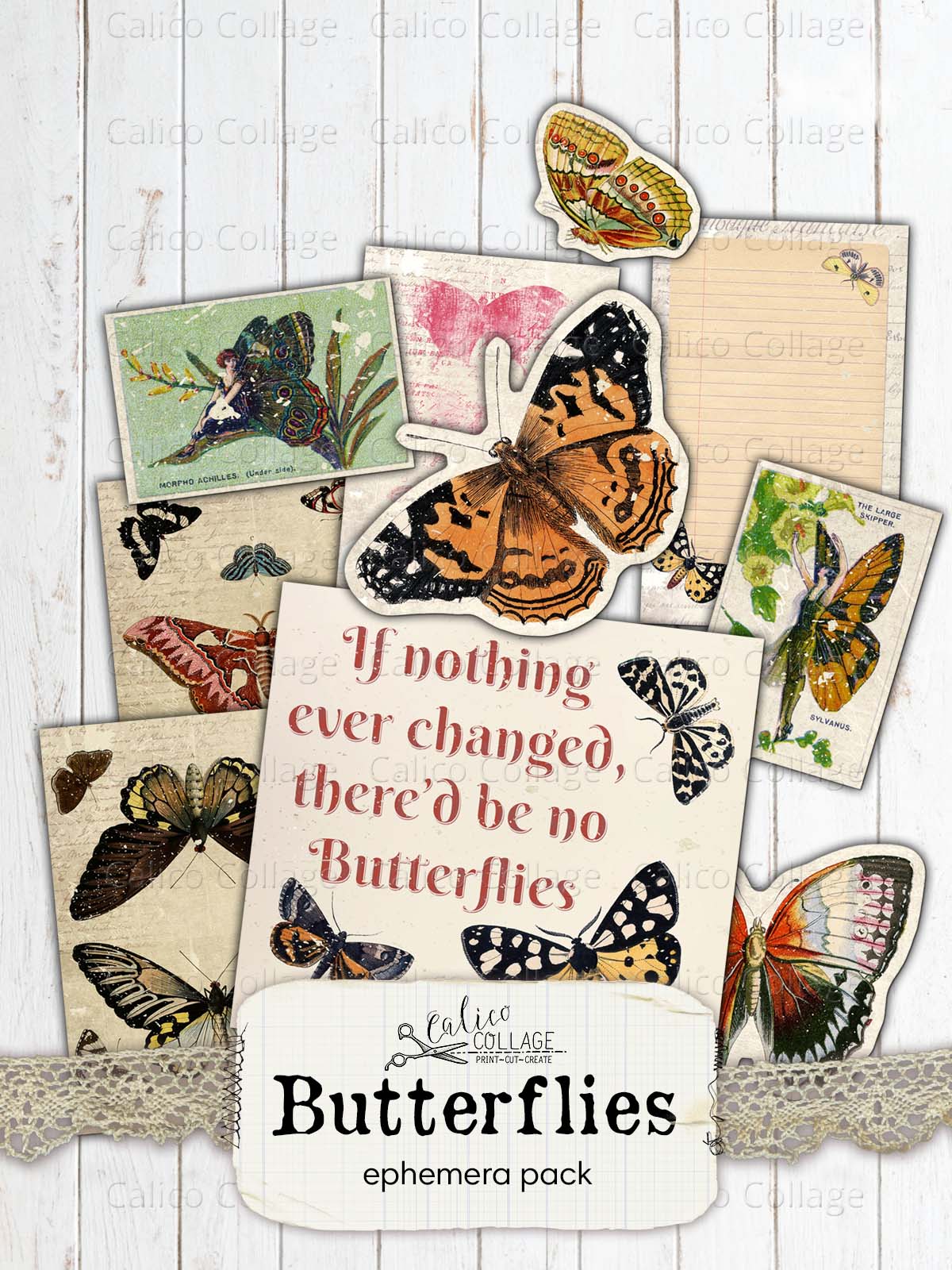 Vintage Birds And Butterflies Ephemera Book: Ephemera For Paper