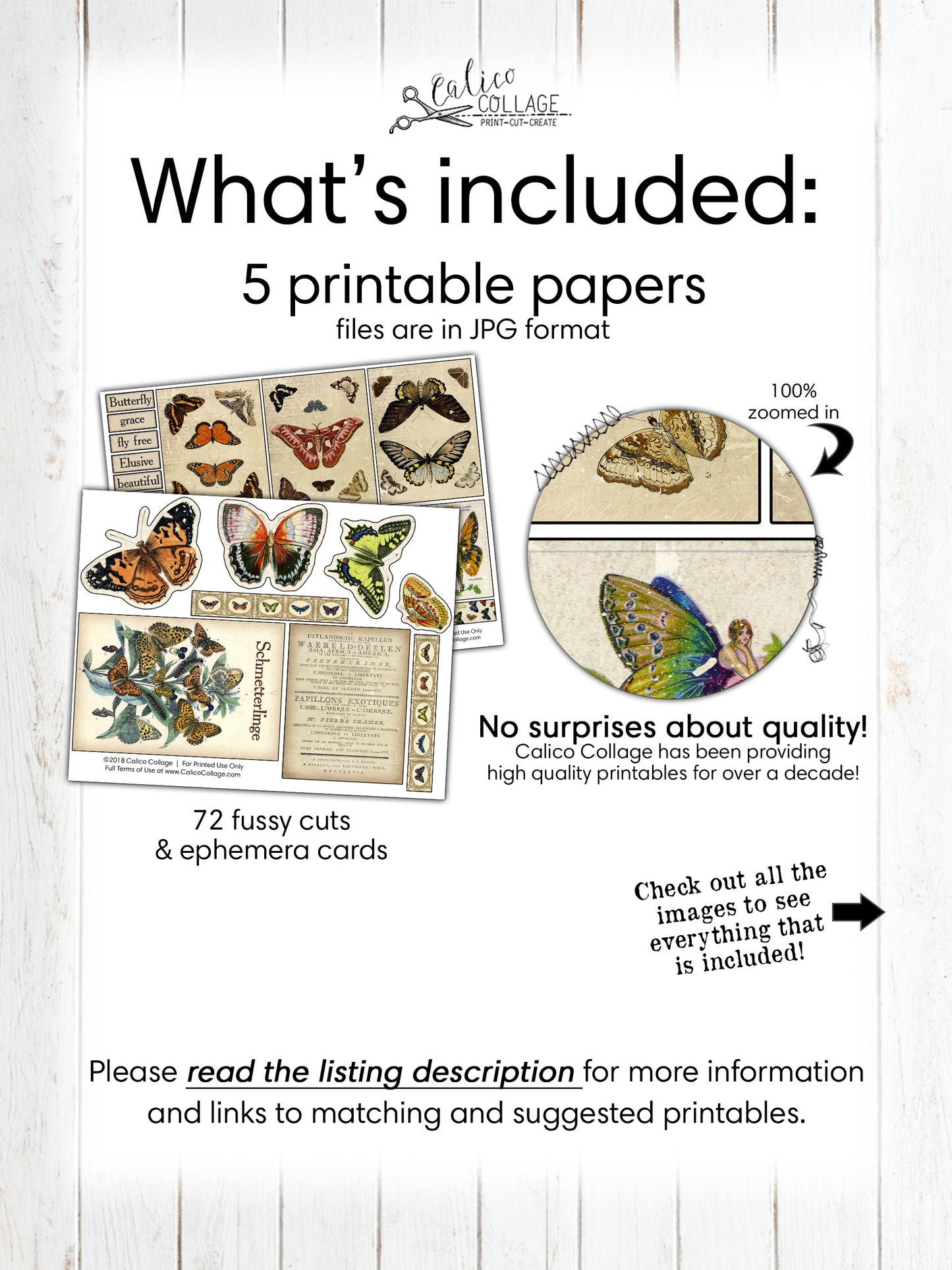 Butterfly Ephemera, Junk Journal Printable