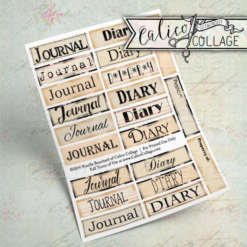 Diary Label Sample Printable Journal & Diary Labels – CalicoCollage