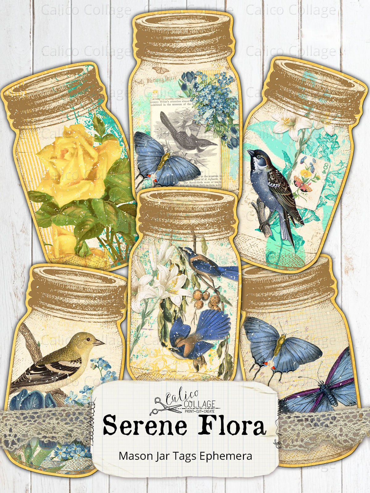 Serene Flora Mason Jar Tags