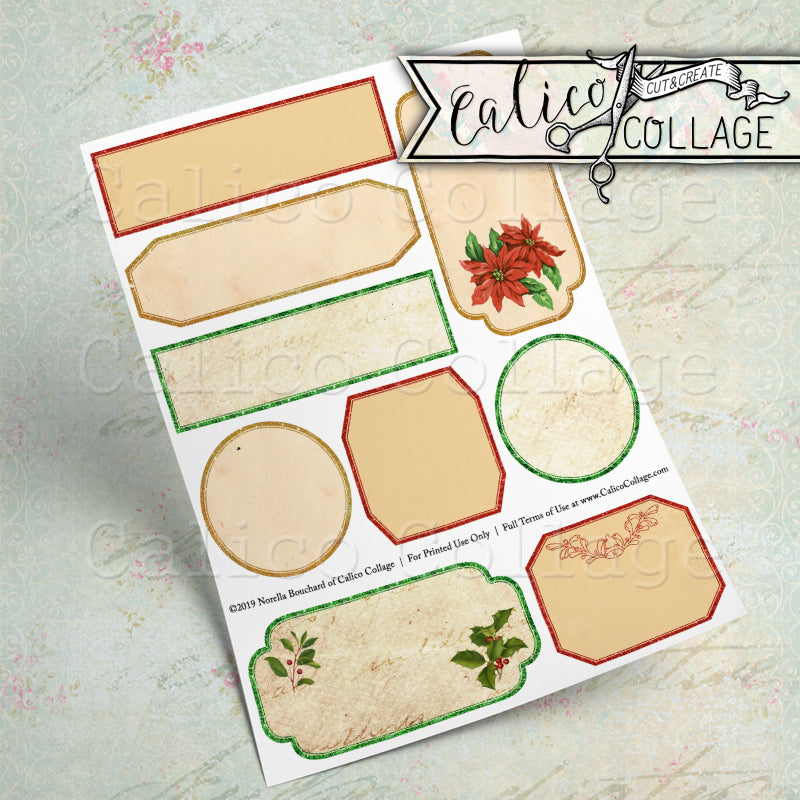 Vintage Christmas Mixed Sized Labels