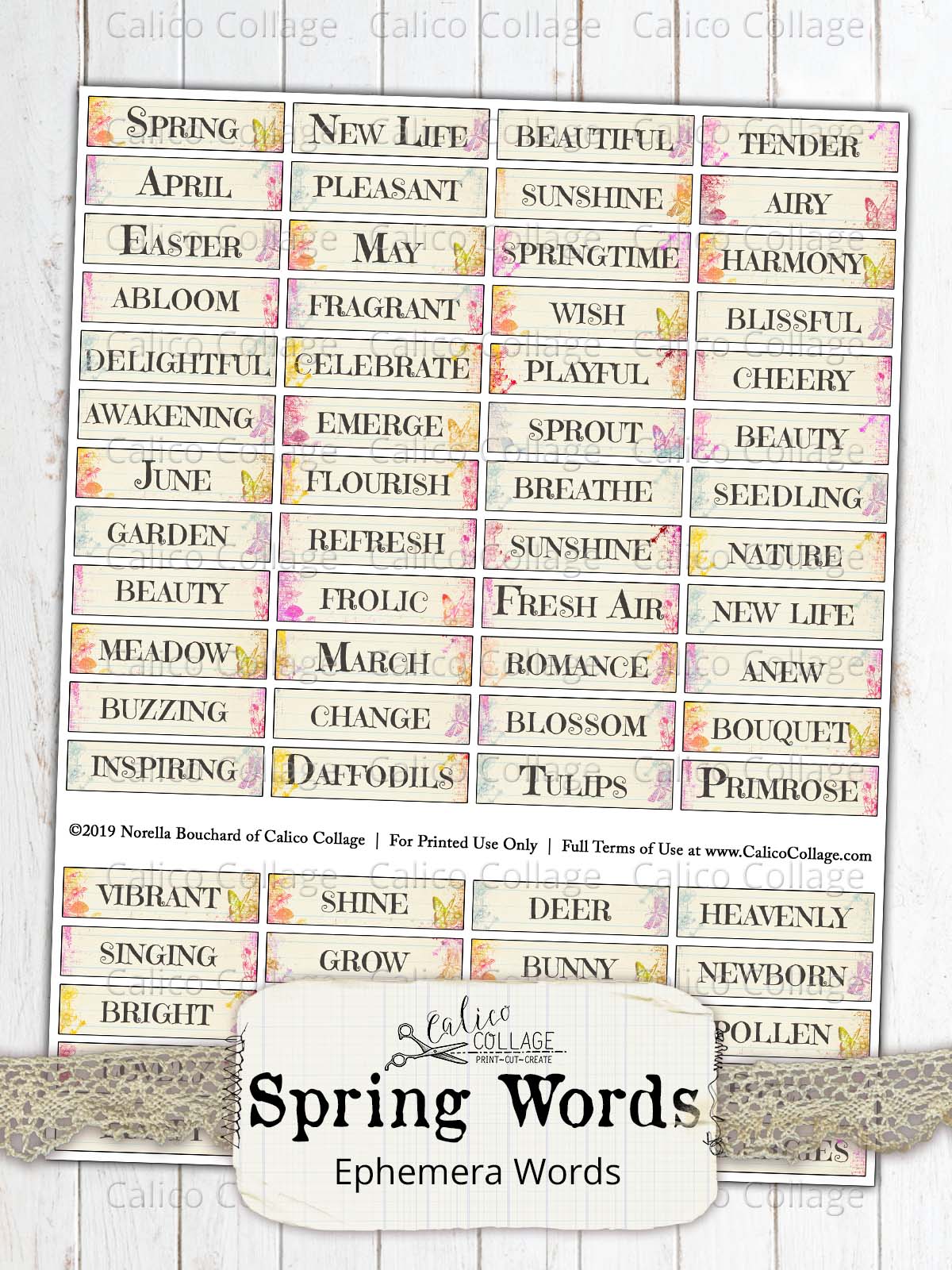 Printable Small Spring Themed Words, Printable Ephemera