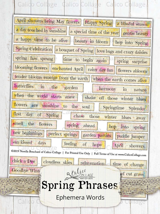 Printable Spring Sayings, Spring Ephemera