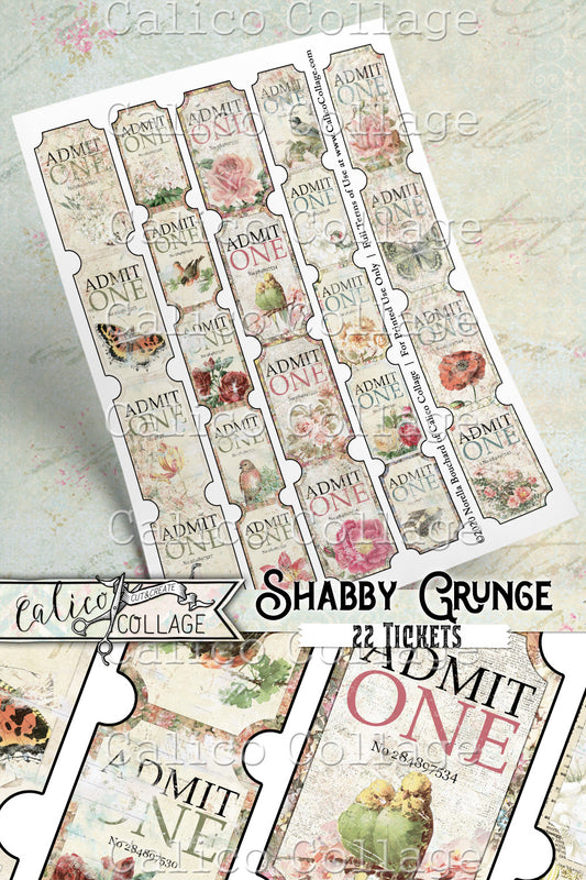 Printable Junk Journal Shabby Grunge Tickets