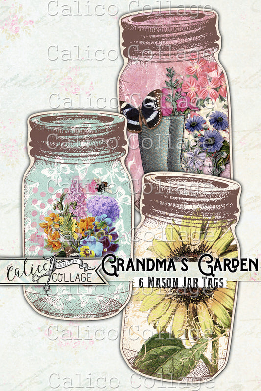 Grandmas Garden Printable Mason Jar Junk Journal Tags