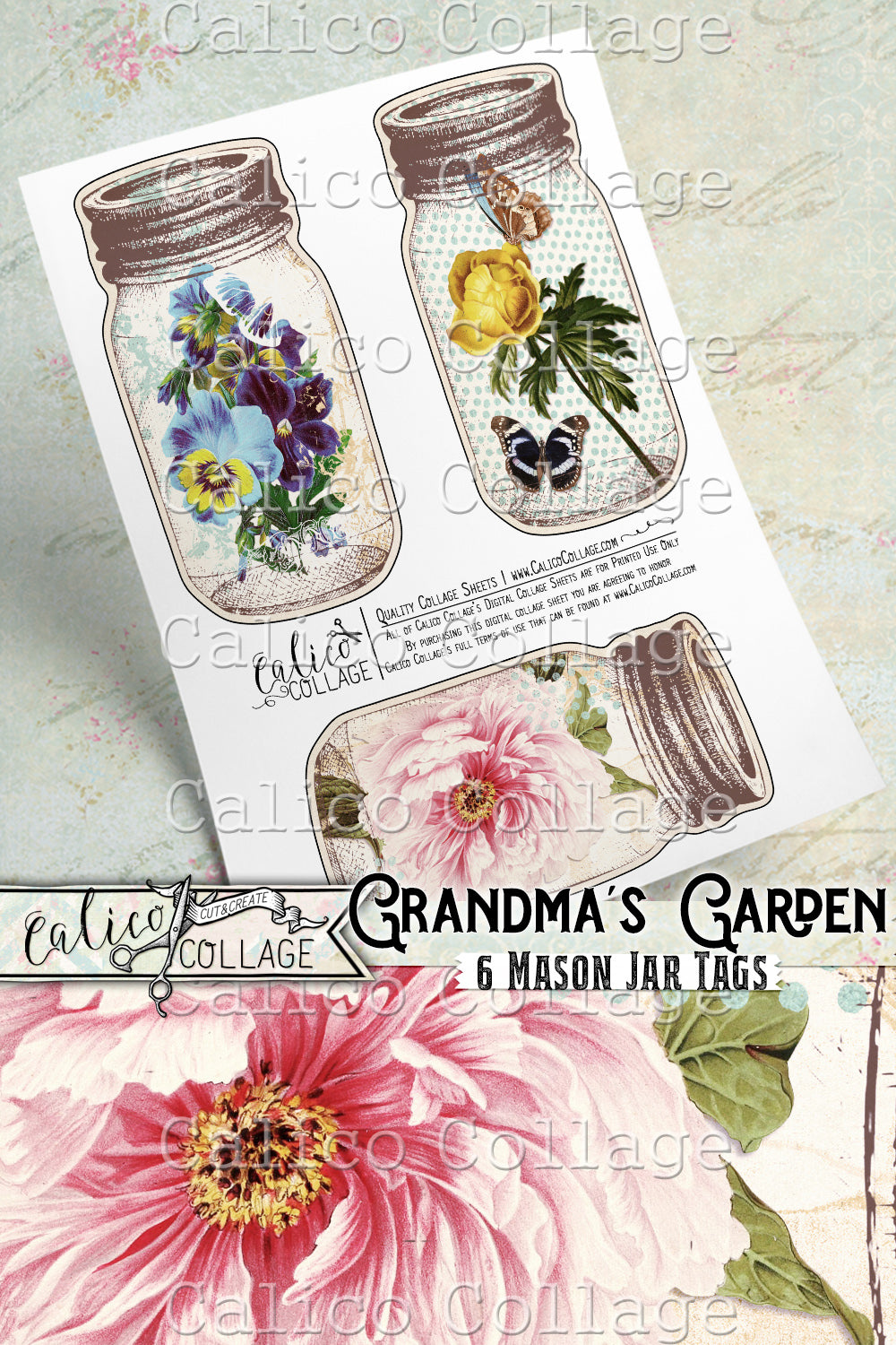 Grandmas Garden Printable Mason Jar Junk Journal Tags
