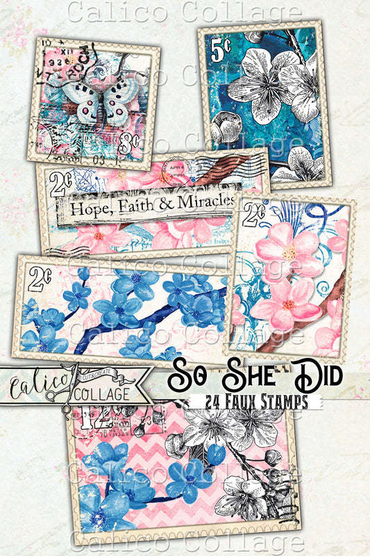Printable Faux Stamps, So She Did