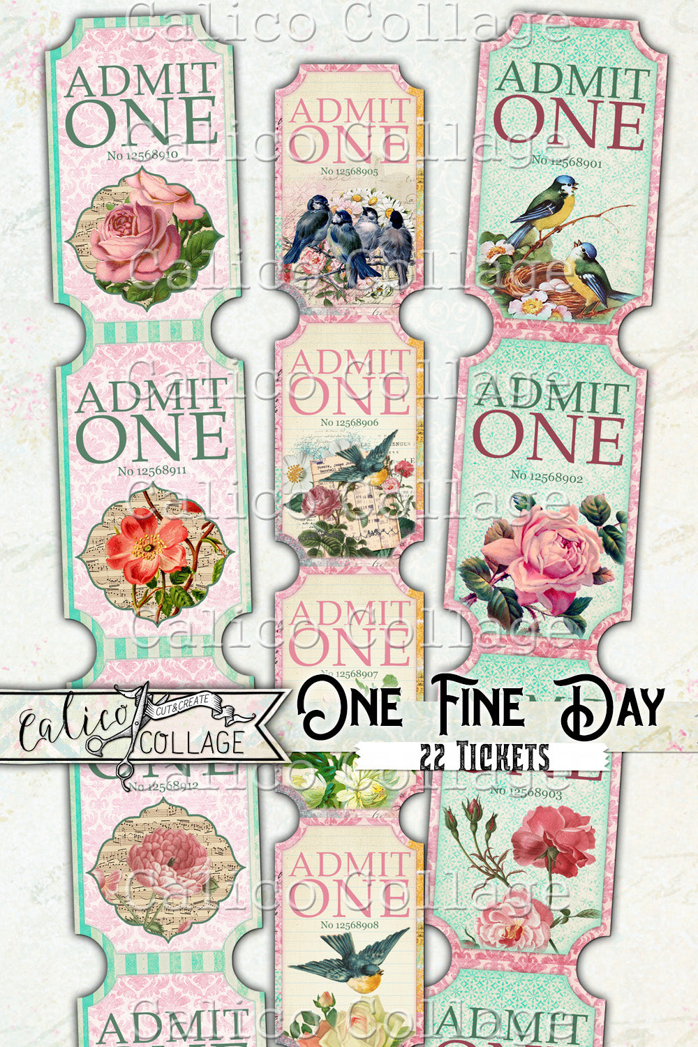 Printable Junk journal One Fine Day Tickets