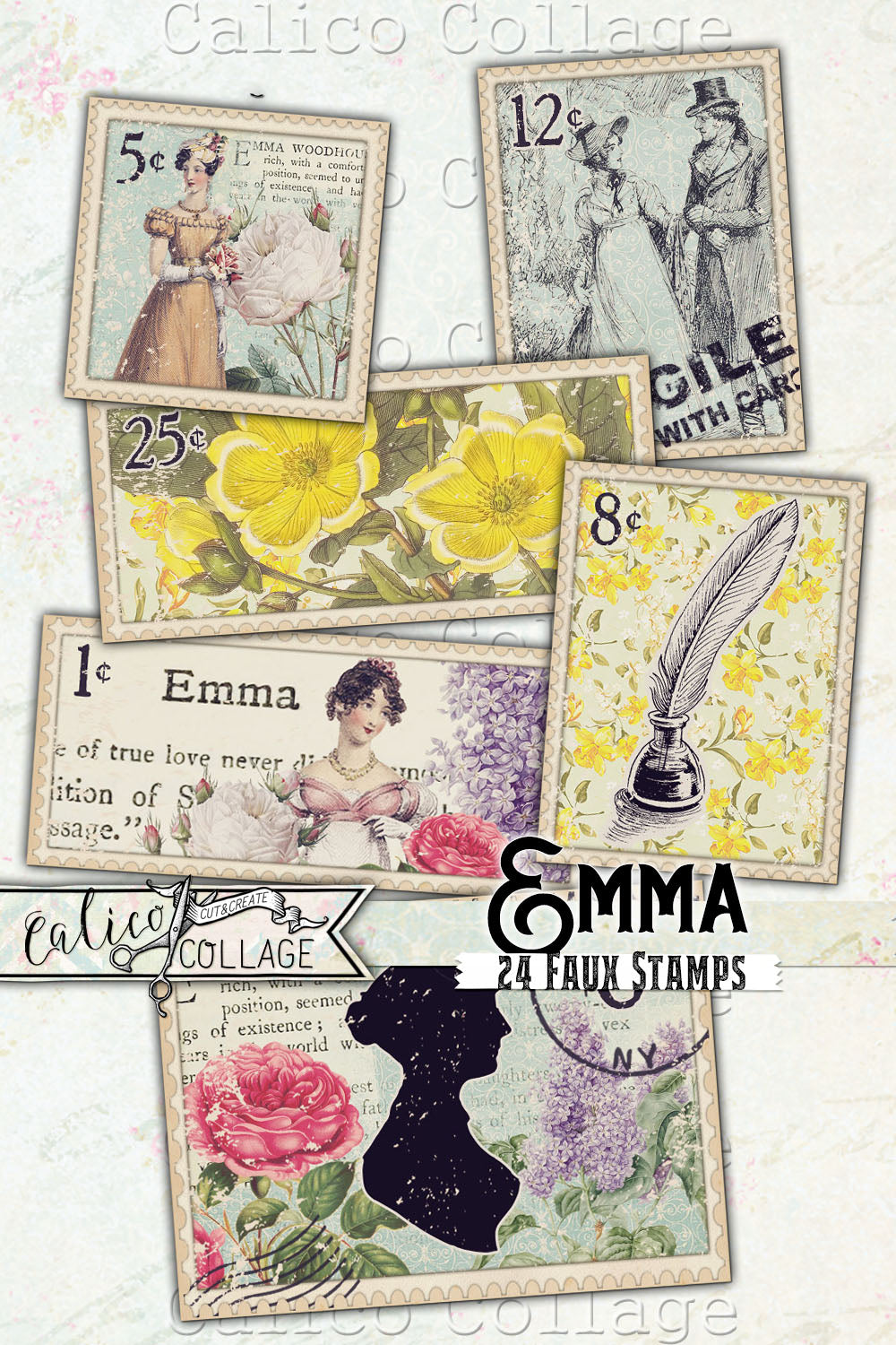 Jane Austen Emma Printable Faux Stamps