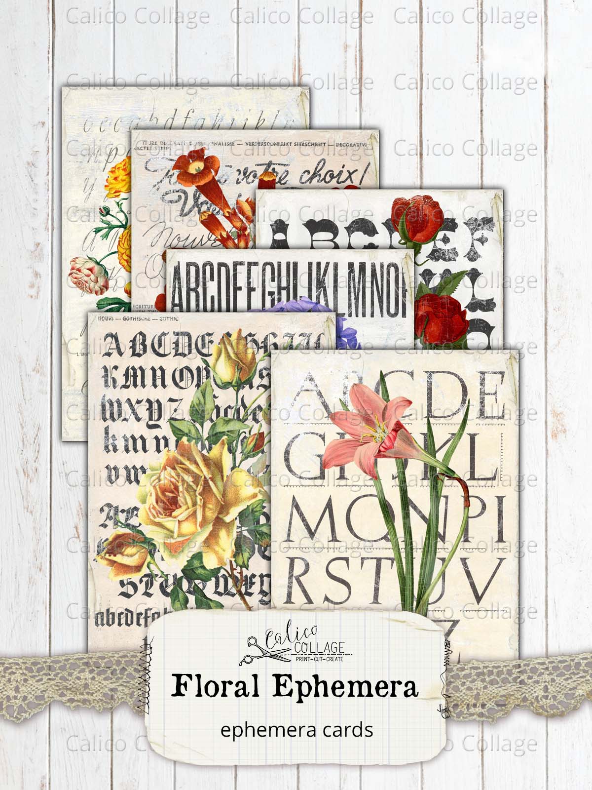 Floral Steampunk Printable Junk Journal Ephemera Pack