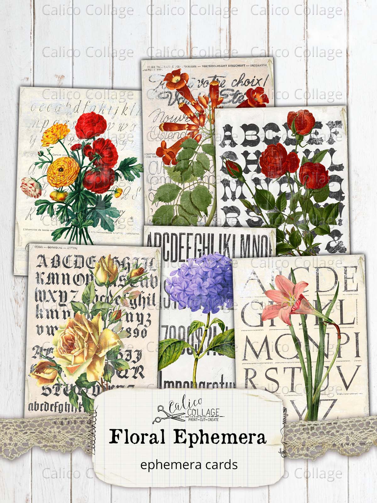 Floral Steampunk Printable Junk Journal Ephemera Pack