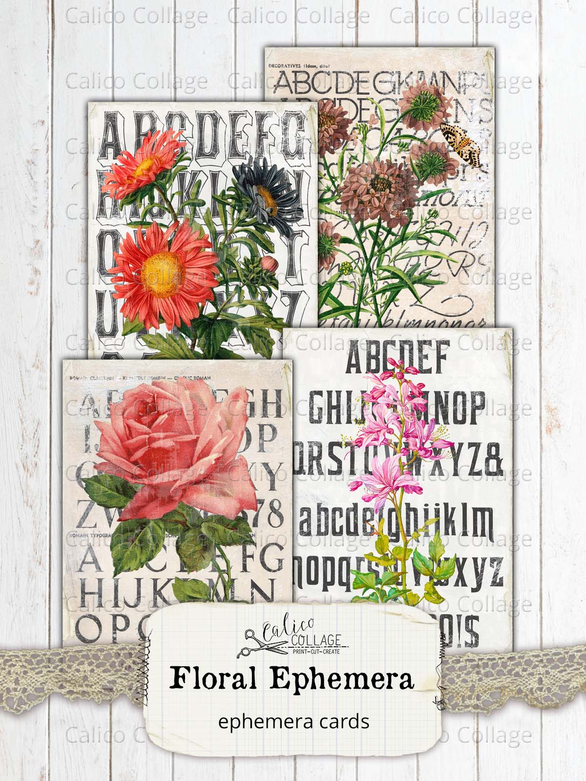 Floral Steampunk Printable Junk Journal Ephemera Pack