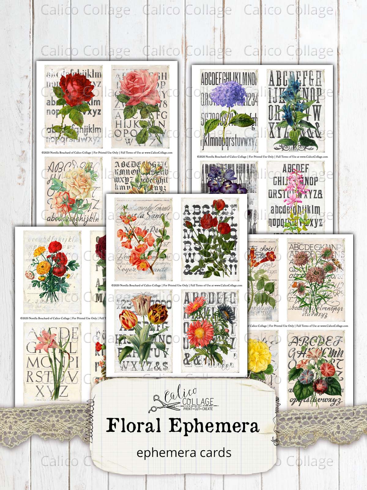 Floral Steampunk Printable Junk Journal Ephemera Pack