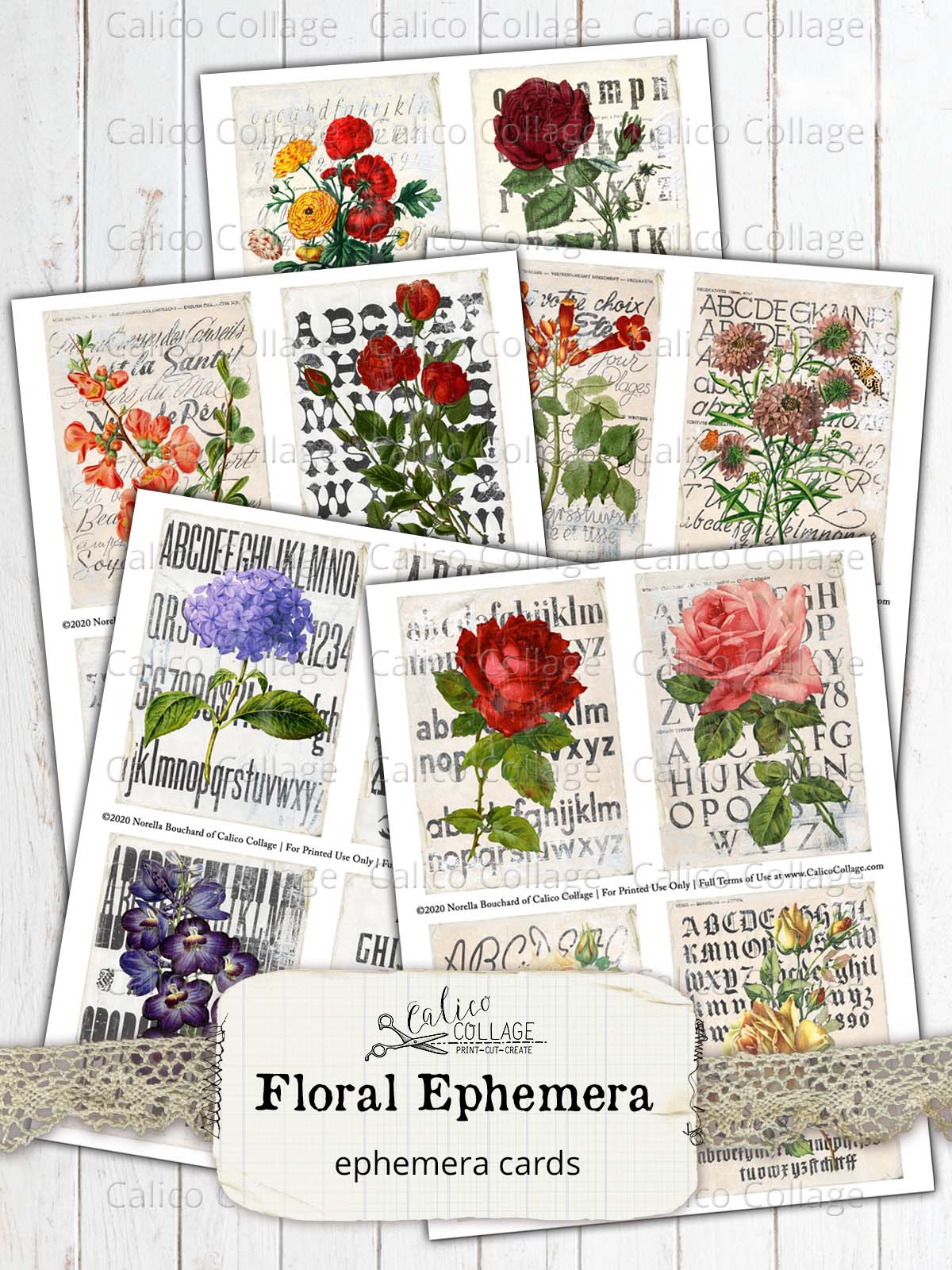 Floral Steampunk Printable Junk Journal Ephemera Pack