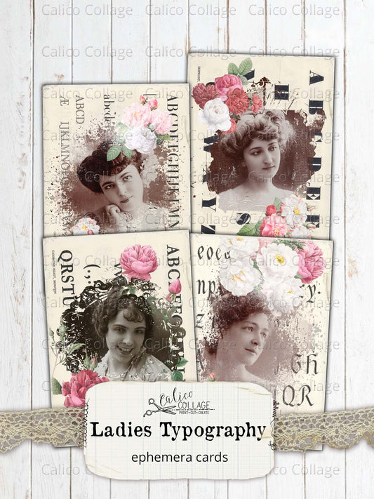 Typography Ladies Junk Journal Ephemera