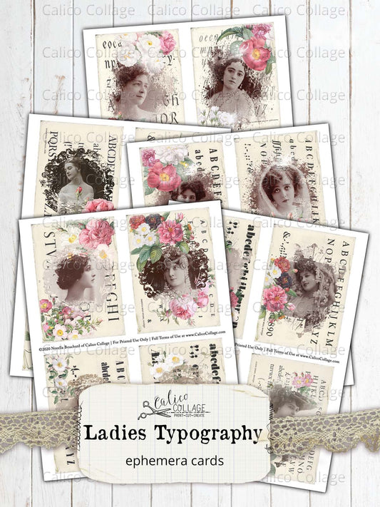 Typography Ladies Junk Journal Ephemera