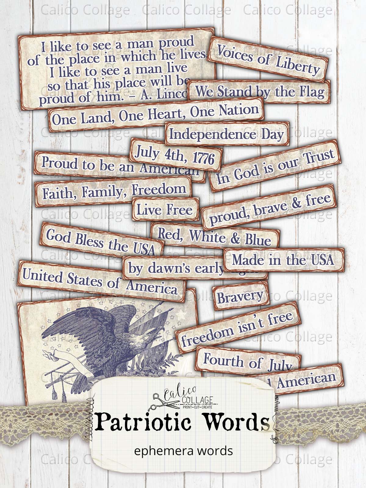 Patriotic Words, Ephemera Words