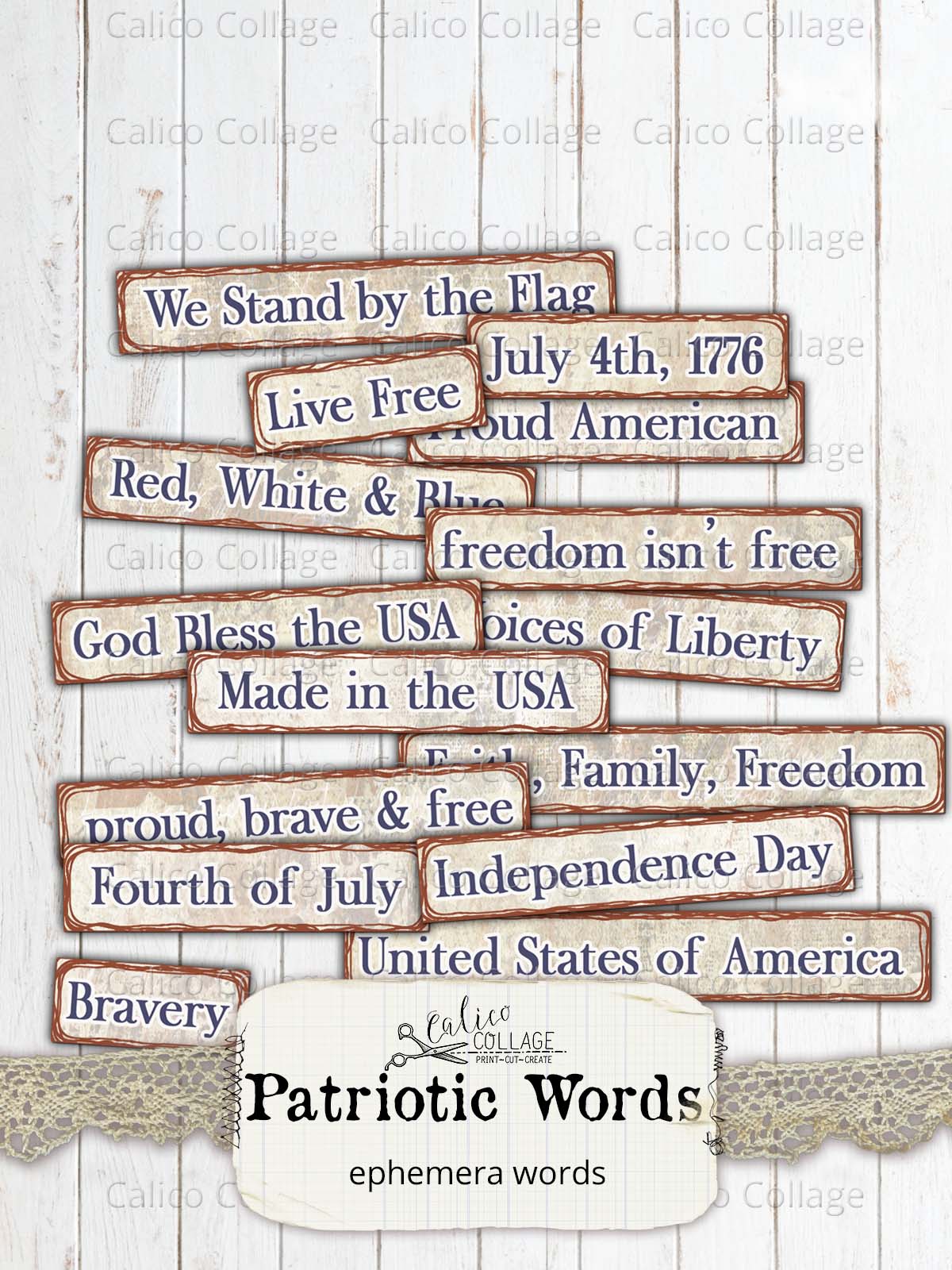 Patriotic Words, Ephemera Words