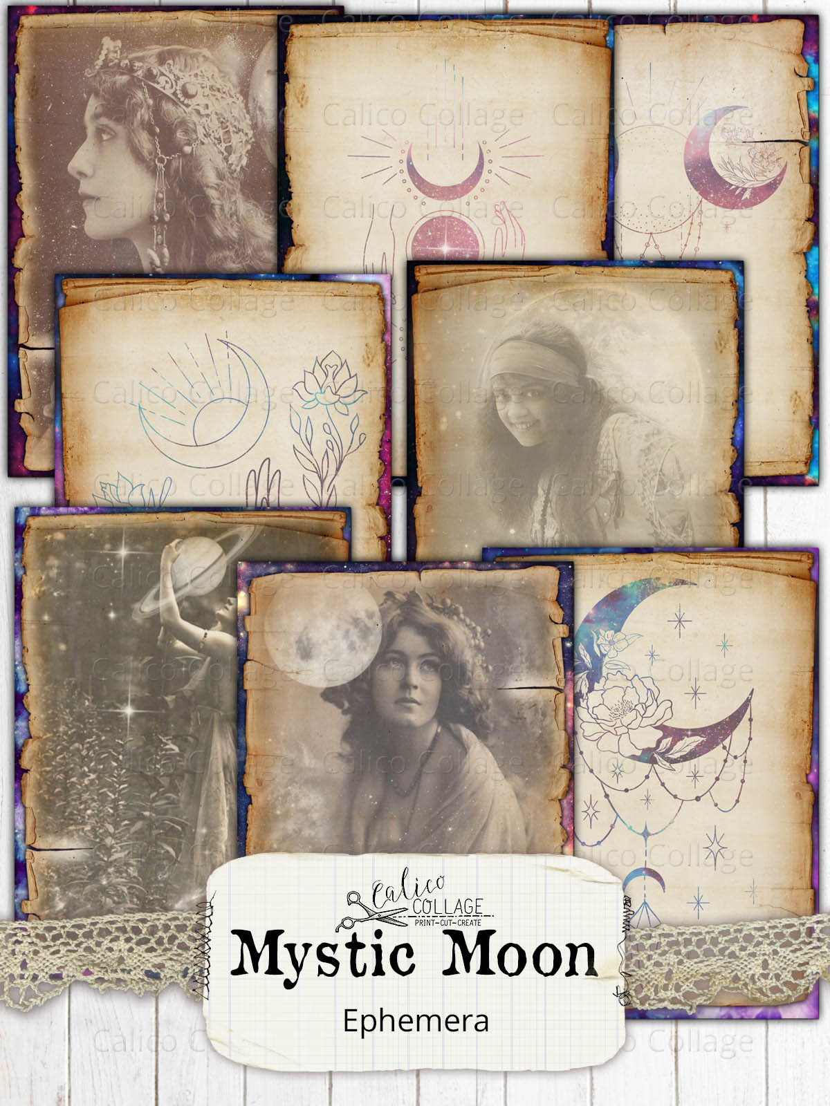 Mystic Moon Junk Journal Cards, Among the Stars