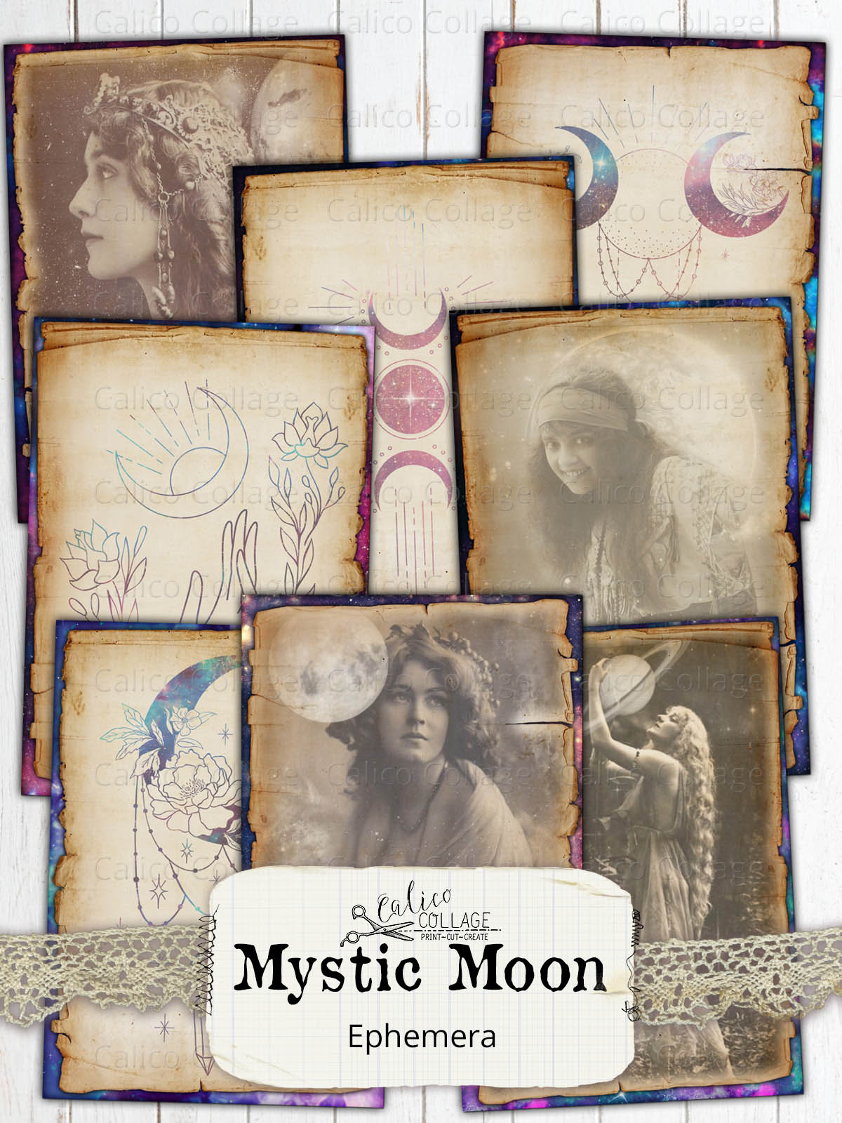 Mystic Moon Junk Journal Cards, Among the Stars