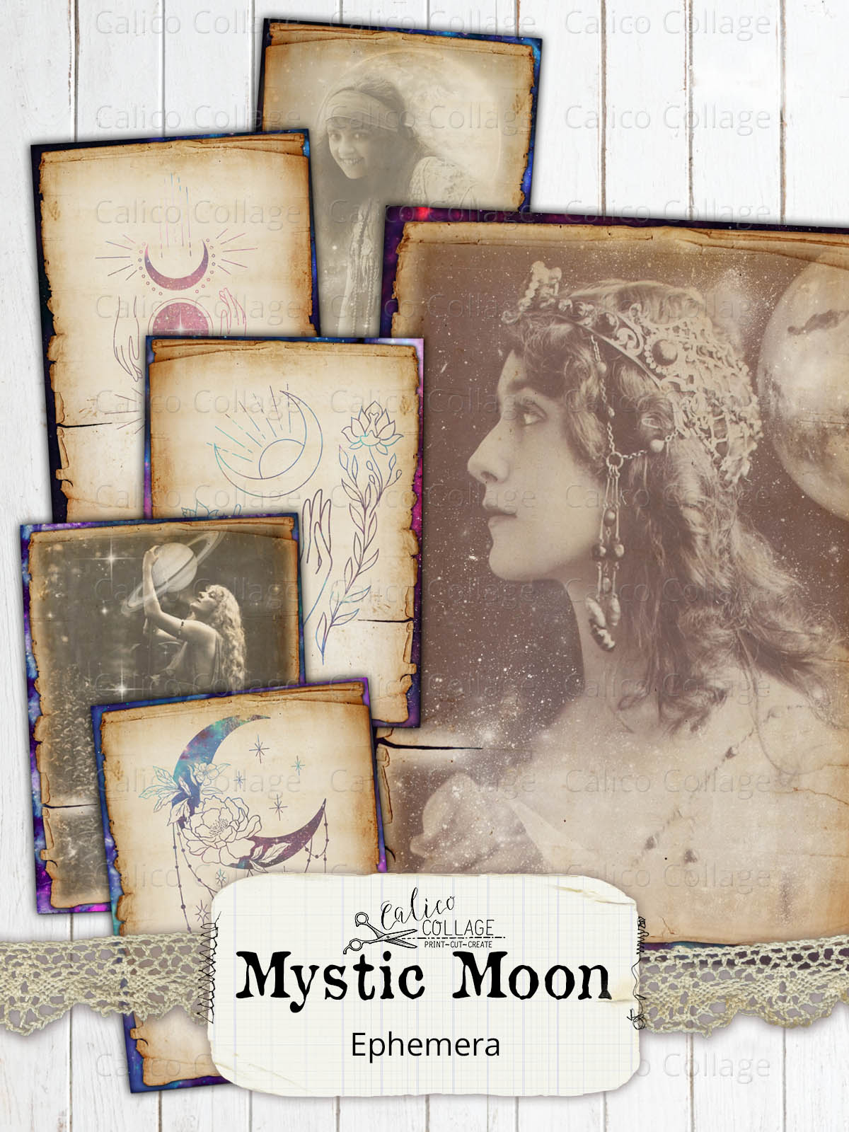 Mystic Moon Junk Journal Cards, Among the Stars