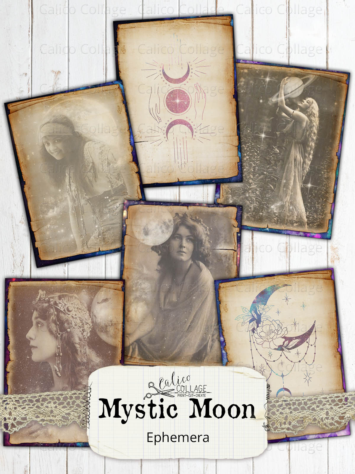 Mystic Moon Junk Journal Cards, Among the Stars